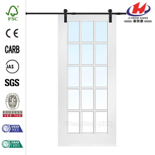 36 in. x 80 in. 15 Lite Smooth Composite Barn Door with Sliding Door Hardware Kit